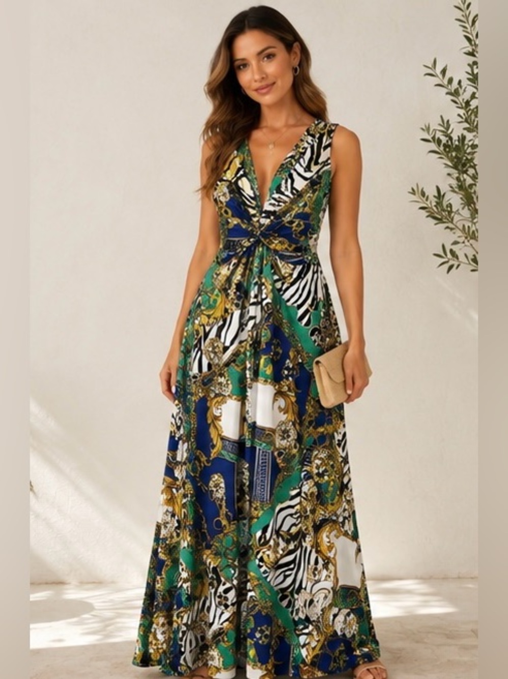 FRANK LYMAN - Scarf Print Maxi Dress